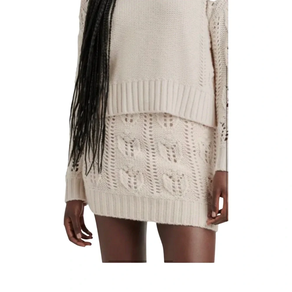 Splendid‎ Collection Cream Cable Knit Mini Skirt L G G RF4A920
